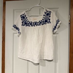 Embroidered Floral Gauze Top